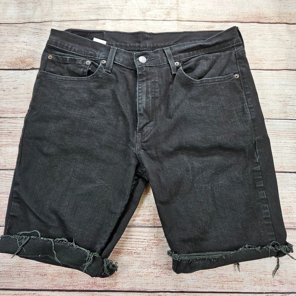 Levi's 511 Shorts Men's Black W34 Denim Raw Hem Stretch Slim Fit